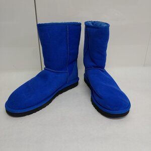 UGG Boot Classic Short Women's 8 Sheepskin Suede Leather Sherpa Lining Blue 5825